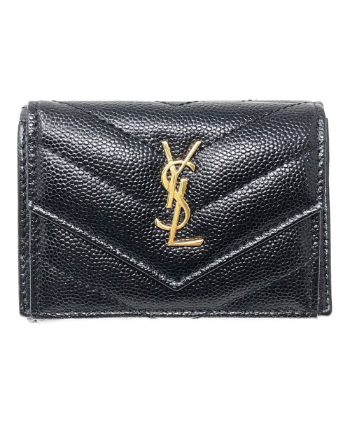 Saint Laurent Paris（サンローランパリ）Saint Laurent Paris (サンローランパリ) 3つ折り財布 モノグラム コンパクトウォレット ブラック サイズ:実寸サイズにてご確認ください。の古着・服飾アイテム