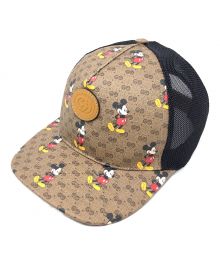 GUCCI×DISNEY（グッチ×ディズニー）の古着「キャップ　ディズニーコラボ」｜ベージュ×ブラック