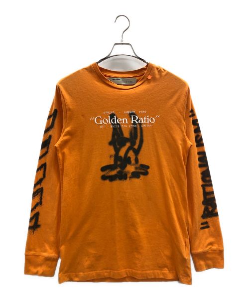 OFFWHITE（オフホワイト）OFFWHITE (オフホワイト) ロングスリーブカットソー Slim Fit Cartoon Golden Ratio T-shirt（スリム フィット カートゥーン ゴールデン レイシオ T-シャツ） オレンジ サイズ:Lの古着・服飾アイテム