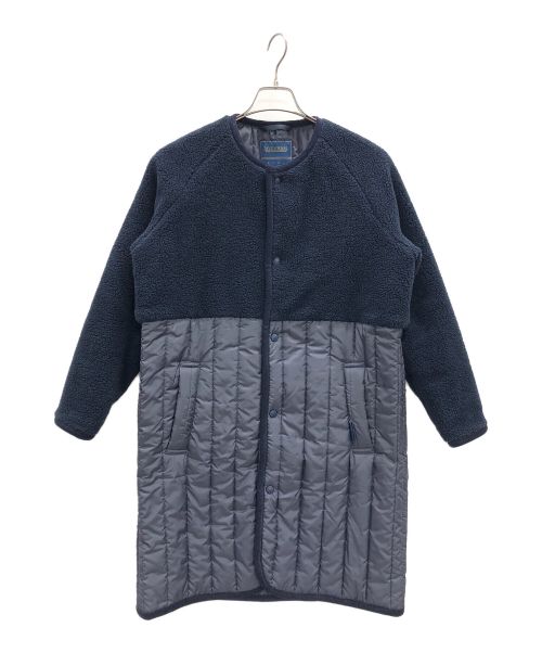 LAVENHAM（ラベンハム）LAVENHAM (ラベンハム) 切替ノーカラーコート SHERPA PALGRAVE ネイビー サイズ:36の古着・服飾アイテム