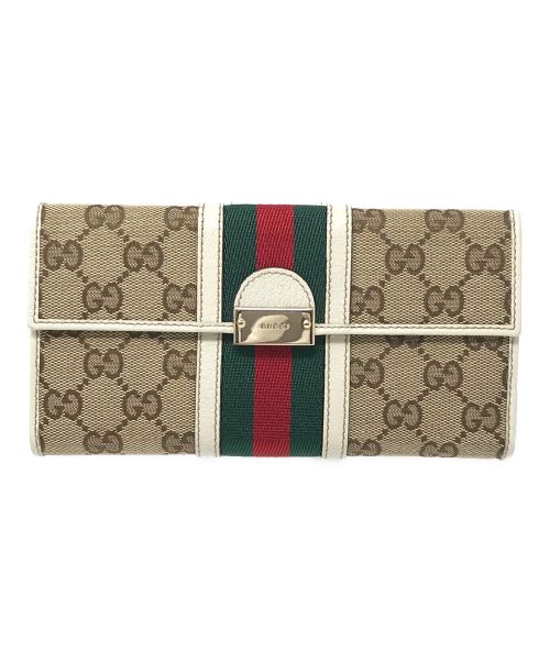 GUCCI（グッチ）GUCCI (グッチ) 長財布 シェリーライン GG柄 ベージュ サイズ:実寸サイズにてご確認ください。の古着・服飾アイテム