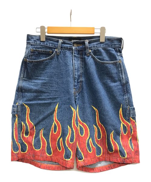 X-LARGE（エクストララージ）X-LARGE (エクストララージ) デニムハーフパンツ　FLAME DENIM PAINTER SHORT（フレイム デニム ペインター ショート） インディゴ サイズ:30インチの古着・服飾アイテム