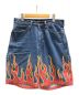 X-LARGE（エクストララージ）の古着「デニムハーフパンツ　FLAME DENIM PAINTER SHORT（フレイム デニム ペインター ショート）」｜インディゴ