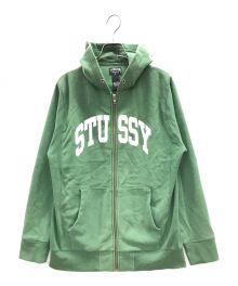 stussy（ステューシー）の古着「パーカー アーチロゴフルジップパーカー」｜グリーン