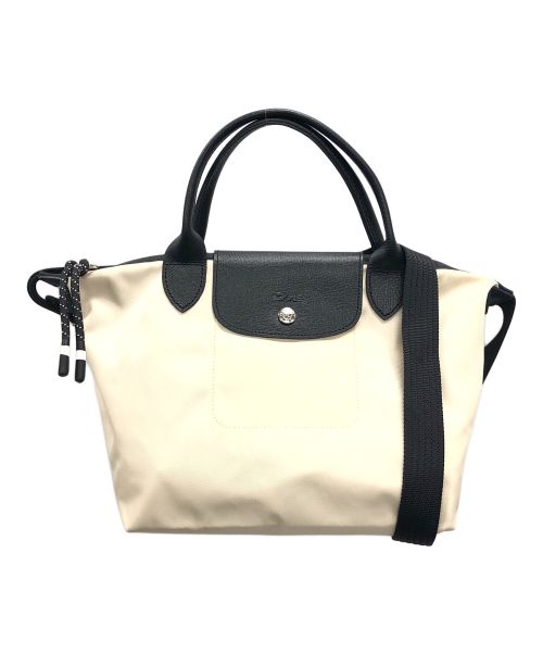 LONGCHAMP（ロンシャン）LONGCHAMP (ロンシャン) 2WAYバッグ ルプリアージュ ハンドバッグ ショルダーバッグ アイボリー×ブラック サイズ:実寸サイズにてご確認ください。の古着・服飾アイテム