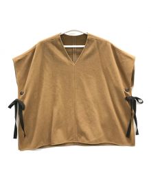 CLANE（クラネ）の古着「ポンチョ 2WAY WOOL SIDE RIBBON PONCHO（ウール サイド リボン ポンチョ）」｜ブラウン