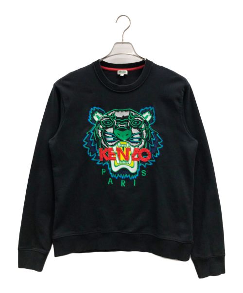 KENZO PARIS（ケンゾー パリ）KENZO PARIS (ケンゾー パリ) クラッシクタイガー 刺繍デザイン クルーネックスウェット ブラック サイズ:Lの古着・服飾アイテム