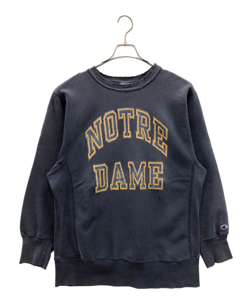 Champion REVERSE WEAVE（チャンピオン リバース ウィーブ）Champion REVERSE WEAVE (チャンピオン リバース ウィーブ) ヴィンテージスウェット NOTRE DAME（ノートル ダム） ネイビー サイズ:X-LARGEの古着・服飾アイテム