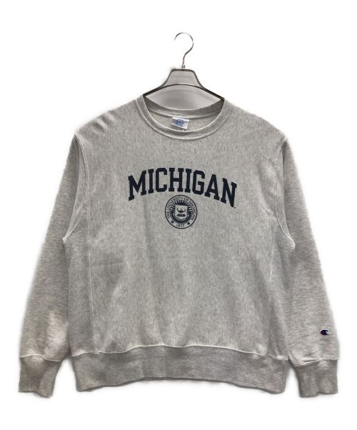 Champion REVERSE WEAVE（チャンピオン リバース ウィーブ）Champion REVERSE WEAVE (チャンピオン リバース ウィーブ) リバースウィーブスウェット MICHIGAN UNIV. Reverse Weave（ミシガン ユー・二ヴ リバース ウィーブ） グレー サイズ:2XLの古着・服飾アイテム