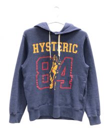 Hysteric Glamour（ヒステリックグラマー）の古着「プルオーバーパーカー HYS TIMES COLLEGEパーカー(ヒステリックタイムズカレッジ)」｜ネイビー