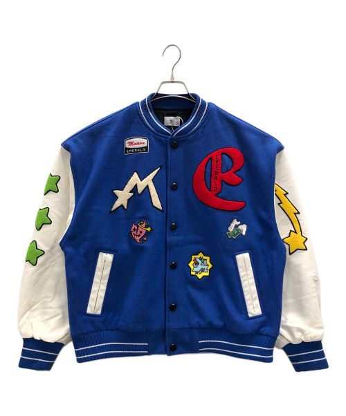 maison emerald（メゾンエメラルド）maison emerald (メゾンエメラルド) スタジャン STAR EMBROIDERY BASEBALL JACKET（スター エンブロイダリー ベースボール ジャケット）/スターワッペン スタジャン ブルー サイズ:XLの古着・服飾アイテム