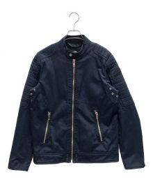 DIESEL（ディーゼル）の古着「ナイロンライダースジャケット コットンナイロン バイカージャケット「J-SHIRO」（｢ジェイ-シロ｣）」｜ネイビー