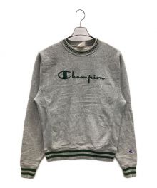 Champion（チャンピオン）の古着「スウェット 00’s リバースウィーブ ロゴスウェット」｜グレー×グリーン