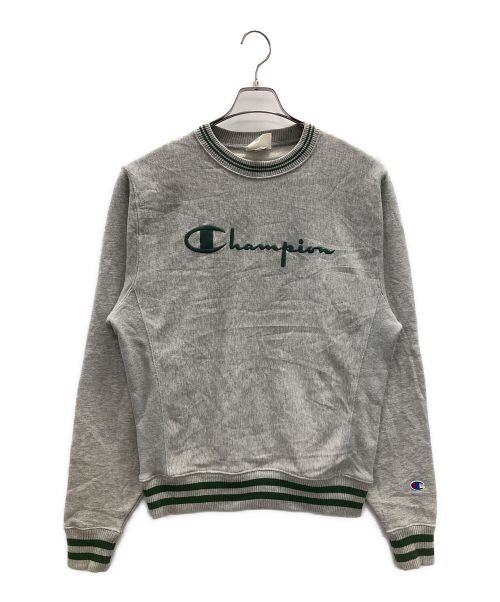 Champion（チャンピオン）Champion (チャンピオン) スウェット 00’s リバースウィーブ ロゴスウェット グレー×グリーン サイズ:SMALLの古着・服飾アイテム