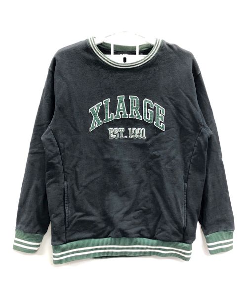 X-LARGE（エクストララージ）X-LARGE (エクストララージ) スウェット RIB LINE CREWNECK SWEAT(リブラインクルーネックスウェット) ブラック サイズ:Lの古着・服飾アイテム