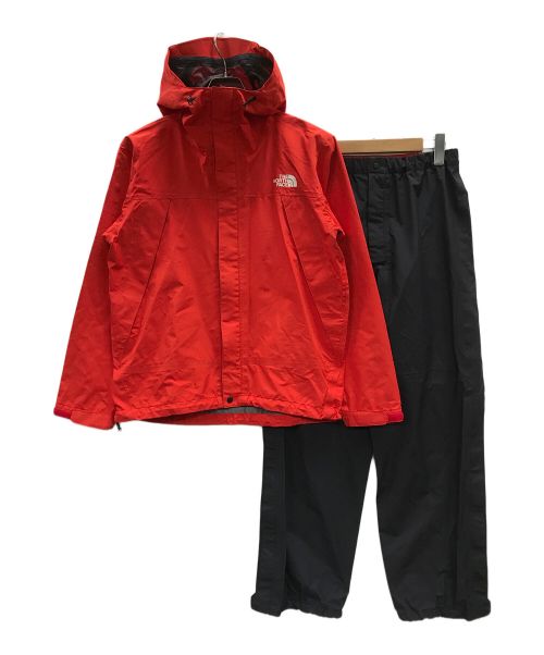 THE NORTH FACE（ザ ノース フェイス）THE NORTH FACE (ザ ノース フェイス) レインスーツ レインテックスエアロ レッド×ブラック サイズ:Mの古着・服飾アイテム