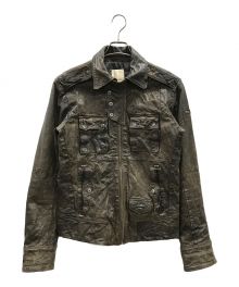 DIESEL（ディーゼル）の古着「シングルレザーライダースジャケット」｜ブラウン