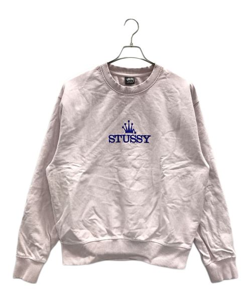 stussy（ステューシー）stussy (ステューシー) スウェット　刺繍ロゴ　GLAMOUR PIGMENT DYED CREW（グラマーピグメントダイドクルー） ピンク サイズ:Lの古着・服飾アイテム