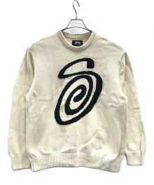 stussy（ステューシー）の古着「セーター　CURLY S SWEATER（カーリーSセーター）」｜ベージュ