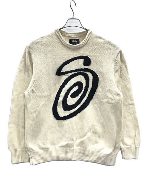 stussy（ステューシー）stussy (ステューシー) セーター　CURLY S SWEATER（カーリーSセーター） ベージュ サイズ:XLの古着・服飾アイテム