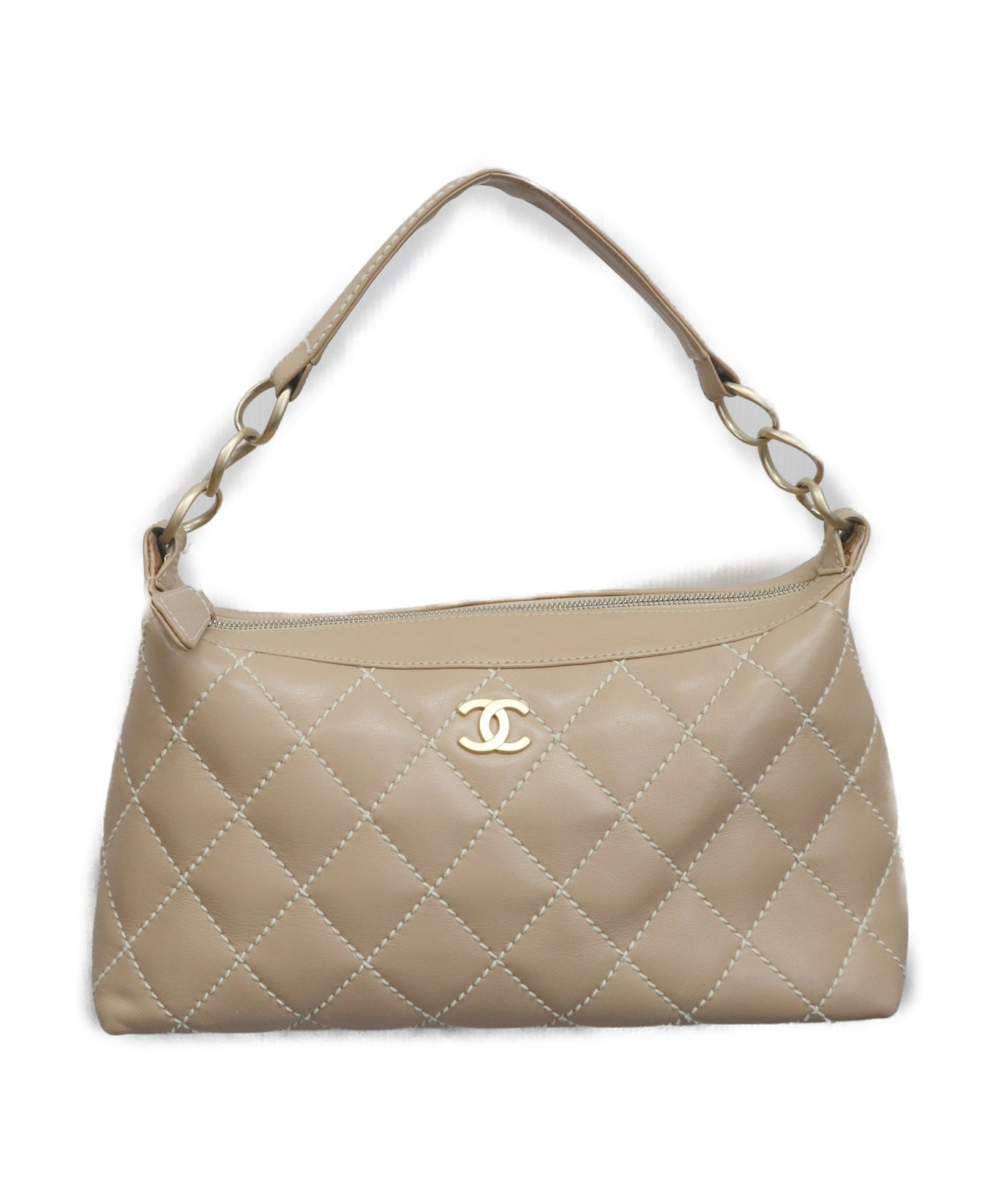 中古 古着通販 Chanel シャネル ワイルドステッチワンショルダーバッグ ベージュ 0663 ブランド 古着通販 トレファク公式 Trefac Fashion