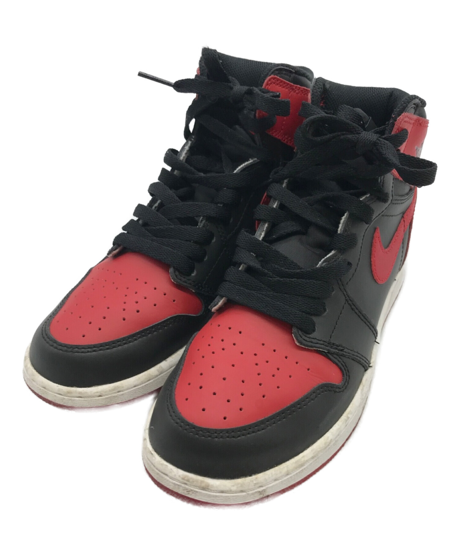 NIKE (ナイキ) AIR JORDAN 1 RETRO HIGH OG BG BANNED/エアジョーダン 1 レトロ ハイ オージー  ボーイズグレードスクール レッド サイズ:24