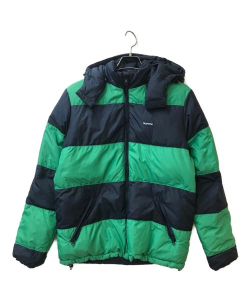 SUPREME（シュプリーム）Supreme (シュプリーム) Reversible Striped Down Jacket ネイビー×グリーン サイズ:Mの古着・服飾アイテム