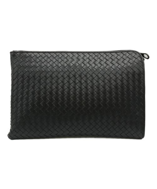 BOTTEGA VENETA（ボッテガベネタ）BOTTEGA VENETA (ボッテガベネタ) イントレチャートクラッチバッグ ブラックの古着・服飾アイテム