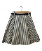 MONCLERモンクレール）の古着「Navy blue Pleated striped skirt」｜ホワイト
