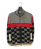 GUCCIグッチ）の古着「GG HIGH NECK KNIT ZIP CARDIGAN」｜ネイビー