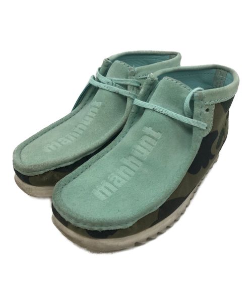 CLARKS（クラークス）CLARKS (クラークス) A BATHING APE (アベイシングエイプ) ワラビーブーツ ブルー×グリーン サイズ:27cmの古着・服飾アイテム