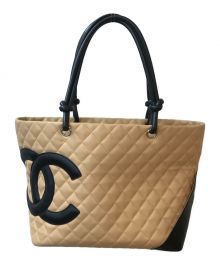 CHANEL（シャネル）の古着「 カンボンラインラージトートバッグ」｜ベージュ×ブラック