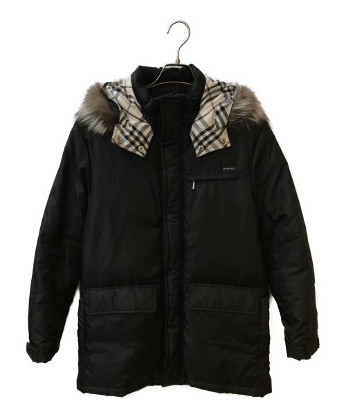 BURBERRY BLACK LABEL（バーバリーブラックレーベル）BURBERRY BLACK LABEL (バーバリーブラックレーベル) フォックスファーフーデッドダウンコート ブラック サイズ:Mの古着・服飾アイテム