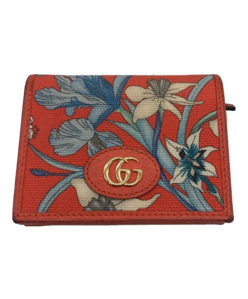 GUCCI（グッチ）GUCCI (グッチ) GGマーモントフローラ二つ折り財布 オレンジ サイズ:11×8cmの古着・服飾アイテム