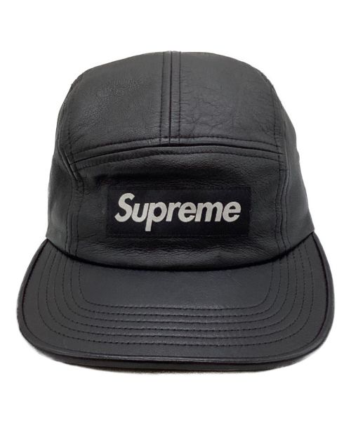 SUPREME（シュプリーム）SUPREME (シュプリーム) Leather Camp Cap ブラックの古着・服飾アイテム