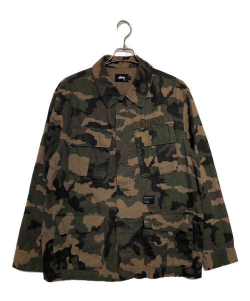 stussy（ステューシー）stussy (ステューシー) リップストップミリタリージャケット グリーン サイズ:Lの古着・服飾アイテム