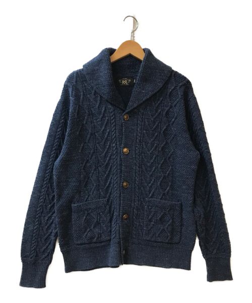 RRL（ダブルアールエル）RRL (ダブルアールエル) CABLE-KNIT SHAWL-COLLAR CARDIGAN インディゴ サイズ:Ｌの古着・服飾アイテム