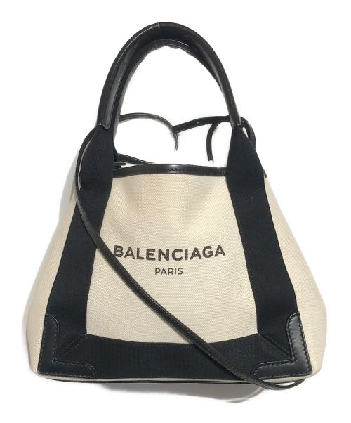 BALENCIAGA（バレンシアガ）BALENCIAGA (バレンシアガ) NAVY スモールカバス ブラック×ホワイトの古着・服飾アイテム