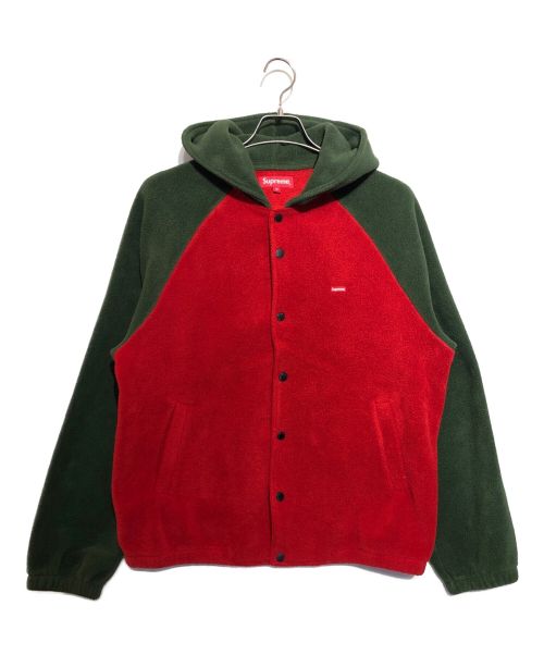 SUPREME（シュプリーム）SUPREME (シュプリーム) Polartec Hooded Raglan Jacket グリーン×レッド サイズ:Mの古着・服飾アイテム