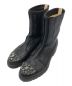 JIMMY CHOO（ジミーチュウ）の古着「Black Leather Crystal Embellished Hatcher Boots」｜ブラック