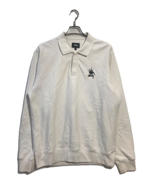 stussy（ステューシー）stussy (ステューシー) ポロスウェット ホワイト サイズ:Lの古着・服飾アイテム