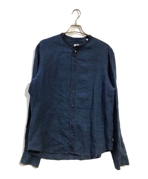 ARMANI COLLEZIONI（アルマーニ コレツィオーニ）ARMANI COLLEZIONI (アルマーニ コレツィオーニ) デニムバンドカラーシャツ ブルー サイズ:XLの古着・服飾アイテム