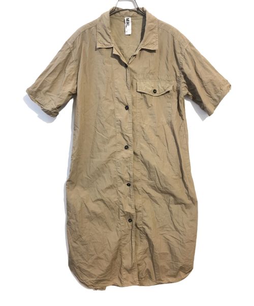 MHL（エムエイチエル）MHL (エムエイチエル) GARMENT DYE POPLIN シャツワンピース ブラウン サイズ:IIの古着・服飾アイテム