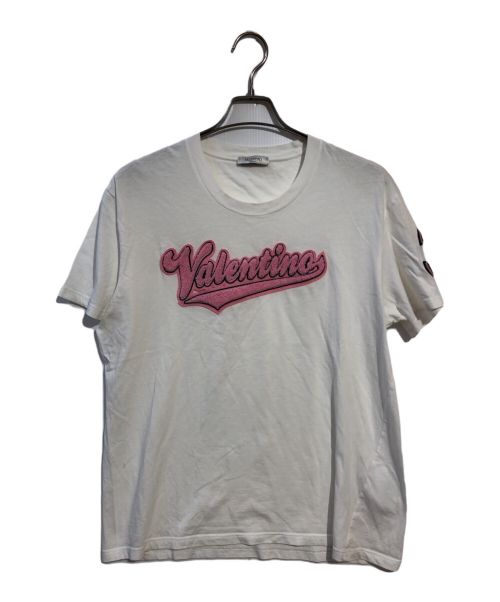 VALENTINO（ヴァレンティノ）VALENTINO (ヴァレンティノ) ロゴワッペンTシャツ ピンク×ホワイト サイズ:Lの古着・服飾アイテム