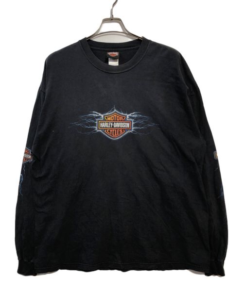 HARLEY-DAVIDSON（ハーレーダビッドソン）HARLEY-DAVIDSON (ハーレーダビッドソン) サンダープリントロングスリーブTシャツ グレー サイズ:2XLの古着・服飾アイテム