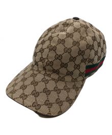 GUCCI（グッチ）の古着「GGキャンバスシェリーラインベースボールキャップ」｜ベージュ