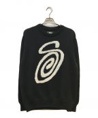 stussyステューシー）の古着「CURLY SWEATER」｜ブラック