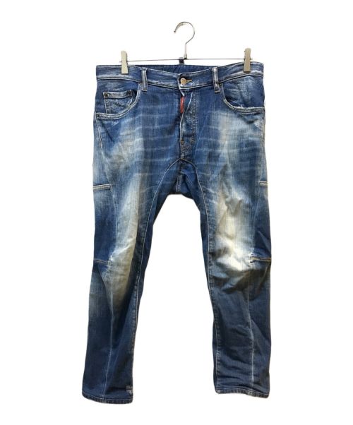 DSQUARED2（ディースクエアード）DSQUARED2 (ディースクエアード) Light Sandy Slash Wash Tidy Biker Jeans スカイブルー サイズ:48の古着・服飾アイテム