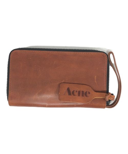 Acne studios（アクネ ストゥディオス）ACNE STUDIOS (アクネ ストゥディオス) ラウンドジップロングウォレット ブラウンの古着・服飾アイテム