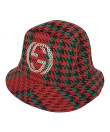 GUCCI（グッチ）の古着「HOUNDSTOOTH WOOL FEDORAハット」｜レッド